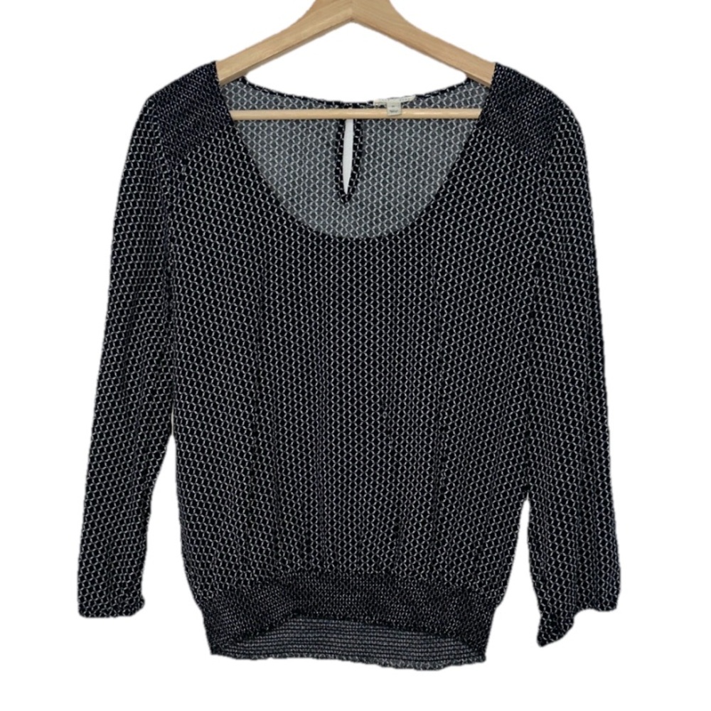 Soft Joie Black Geometric Pattern Blouse Sz.M